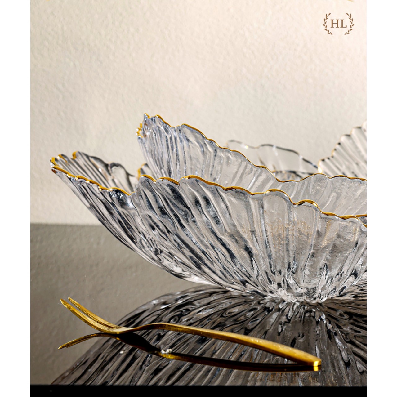 Set 3 Đĩa thủy tinh Decor chịu nhiệt - chịu lực borosilicate viền vàng cao cấp -Đĩa cánh hoa vân đá phong cách Hàn Quốc - HÀNG CHÍNH HÃNG MINIIN
