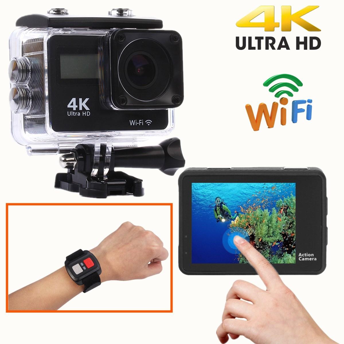 Camera thể thao màn hình kép 4K 30FPS Camera hành động chống rung WiFi Camera góc rộng 170° Camera thể thao chống nước màn hình 2.0 inch