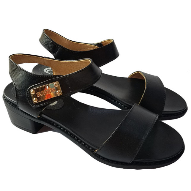 Giày sandal cao gót nữ da bò gót cao 4 cm HKD1