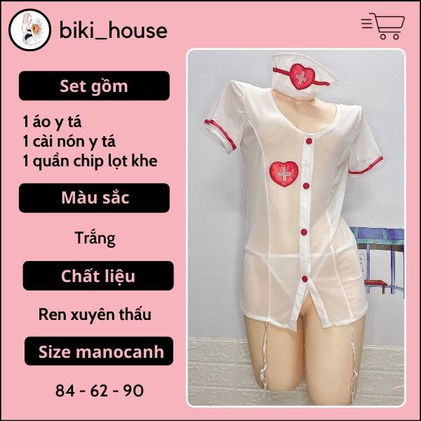 Váy ngủ cosplay y tá xẻ ngực sexy gợi cảm đồ hóa trang nữ bác sĩ đáng yêu quyến rũ BIKI HOUSE N754 - Ship Hỏa Tốc - HCM