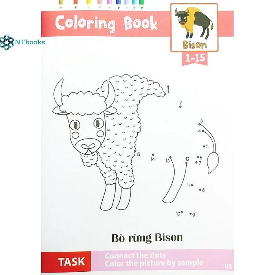 Combo 2 cuốn Nối Số Và Tô Màu Thông Minh: Thế Giới Động Vật - Động Vật Hoang Dã Tập 1 + Tập 2