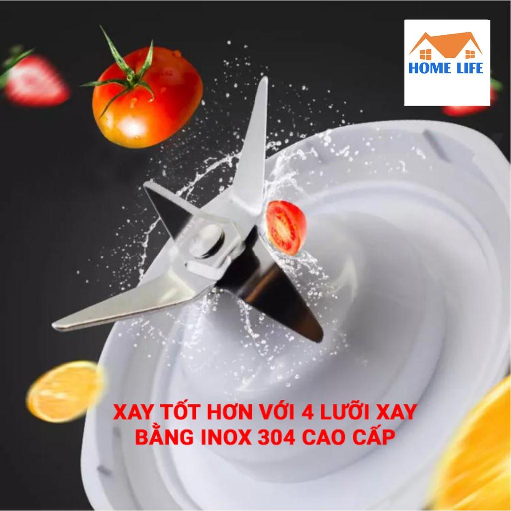 Máy Xay Sinh Tố Cầm Tay Mini Pin Sạc 4 Lưỡi BINGO JUICER CUP 500Ml, Máy Xay Sinh Tố Đa Năng Cầm Tay