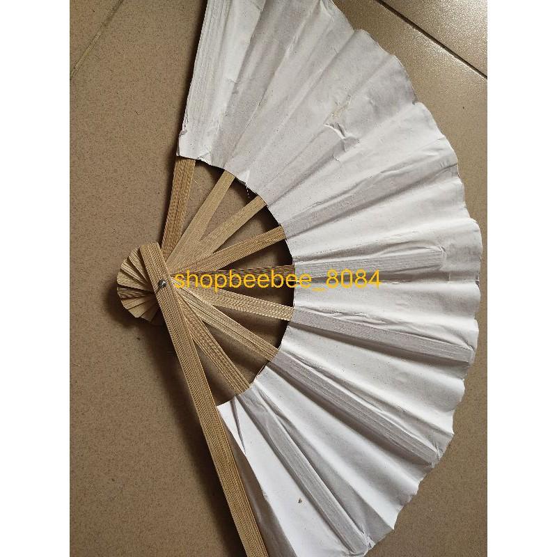 Quạt giấy trắng tinh cán tre tự tô vẽ tranh