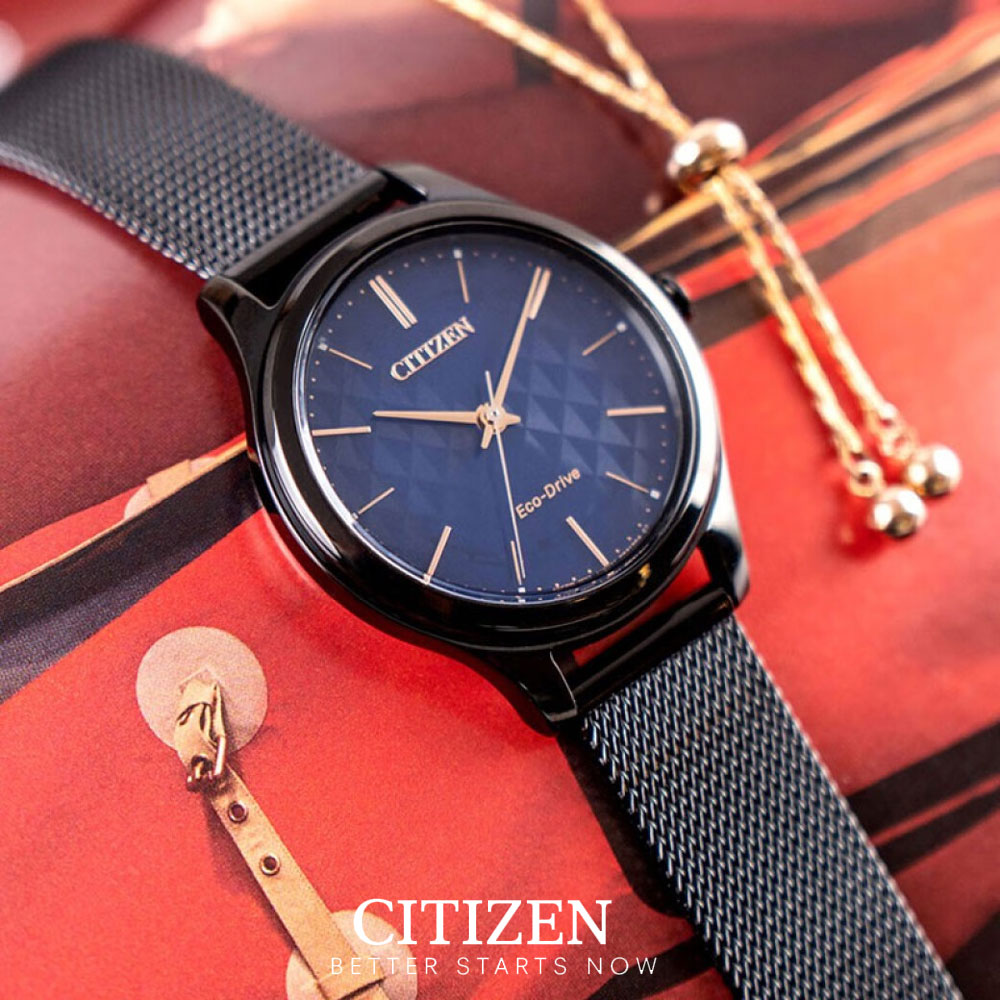 Đồng Hồ Nữ Citizen Dây Thép Không Gỉ EM0505-88L - Mặt Xanh