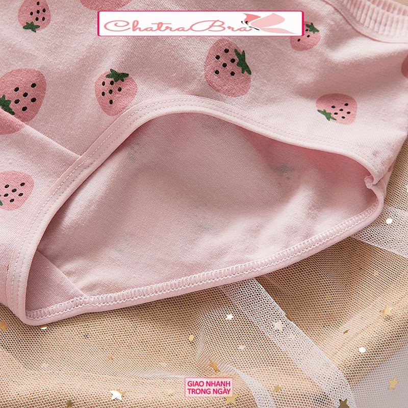 Set 5 quần lót nữ cotton mềm mại trắng dâu hồng  vải kháng khuẩn