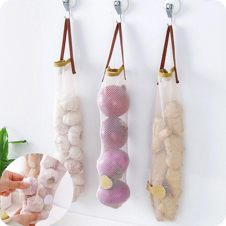 Giỏ lưới đựng rau củ trái cây thoáng khí túi lưới lưu trữ tỏi hành tây treo bếp.