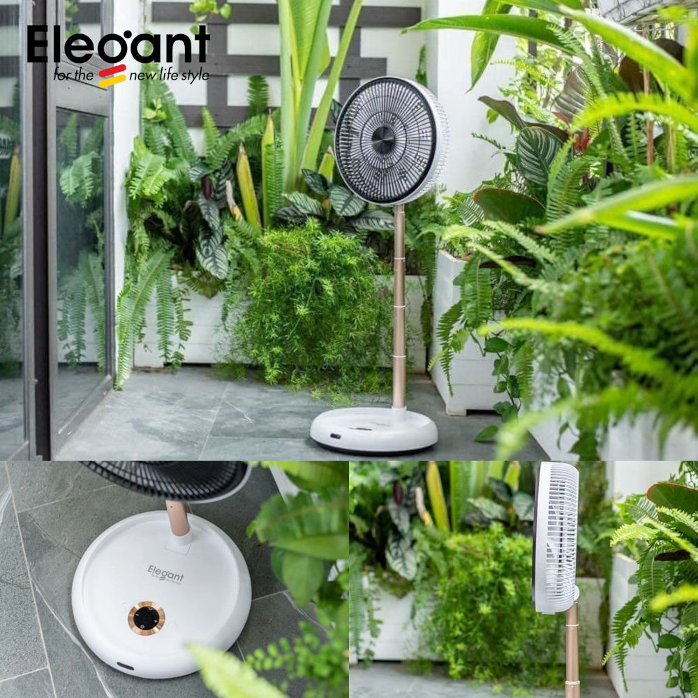 Quạt Tích Điện Gấp Gọn Thông Minh Elê Gan T hàng Đức KW-MF01B Kèm Khiển Từ Xa và 3 pin lithium x 2200mAh