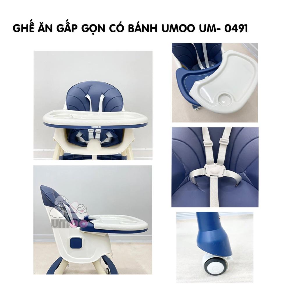 Ghế Ăn Dặm Gấp Gọn Có Bánh Xe UMOO/ V-BaBy / Honper Điều Chỉnh Độ Cao 2 Cấp Độ - Hàng nhập khẩu