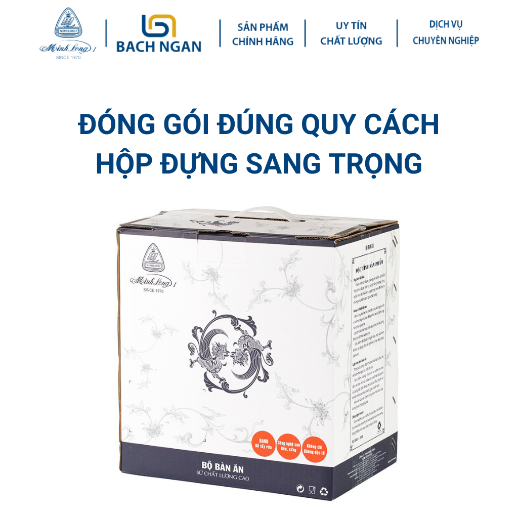 Bộ chén dĩa sứ Minh Long 24 sản phẩm JASMINE Chim Lạc dùng cho gia đình, sứ đẹp cao cấp dùng đãi khách, tặng quà tết