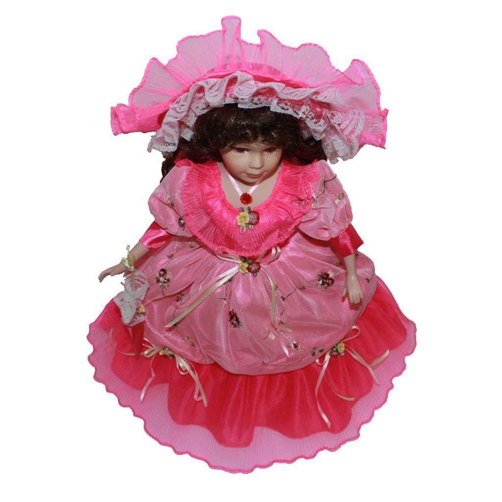 40cm Retro Porcelain Women Doll People Figure Handicraft Rose Gift