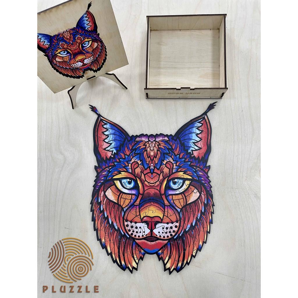 PLUZZLE Bộ xếp hình gỗ đồ chơi puzzle ghép hình con vật độc đáo - Con Linh Miêu đỏ – PZ029
