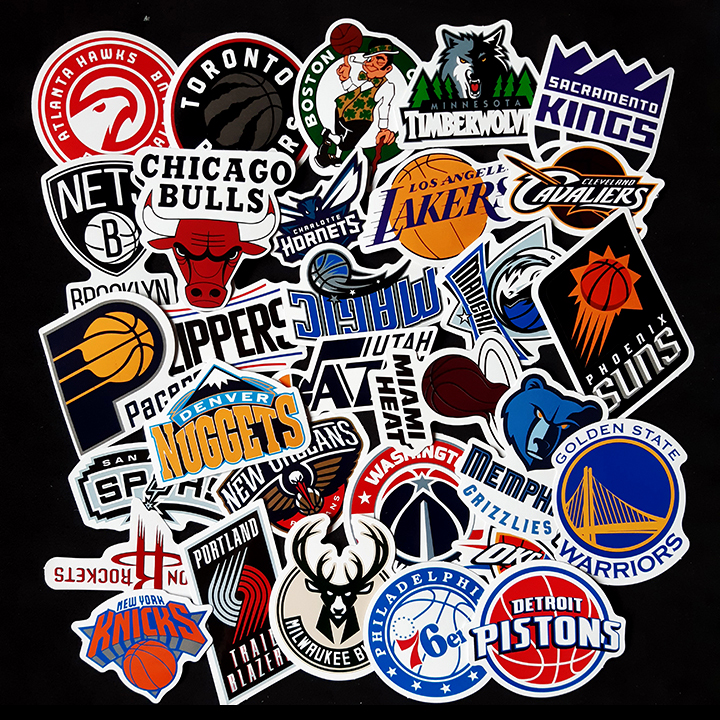 Bộ Sticker dán cao cấp chủ đề NBA - Dùng dán Xe, dán mũ bảo hiểm, dán Laptop...