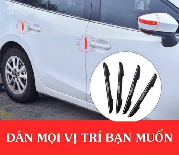 Bộ 6 miếng cao su logo ngôi sao dán cửa và gương xe chống va đập cho ô tô