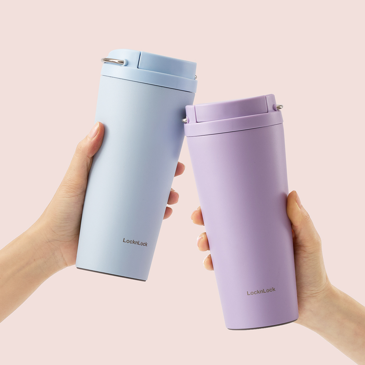 Ly Giữ Nhiệt LocknLock Bucket One Touch LHC3345 550ml, Hàng Chính Hãng, Quai Xách Tiện Lợi - JoyMall