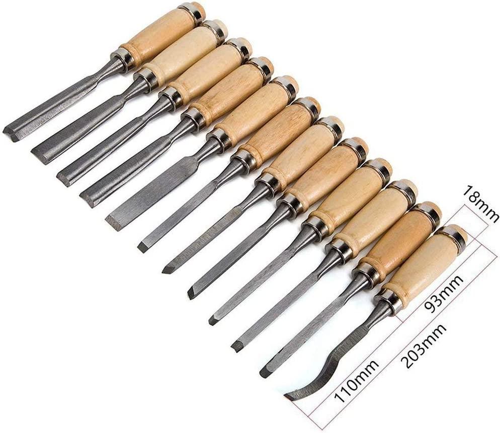 Bộ đục khắc gỗ chuyên nghiệp - Bộ dụng cụ chế biến gỗ sắc nét 12 mảnh