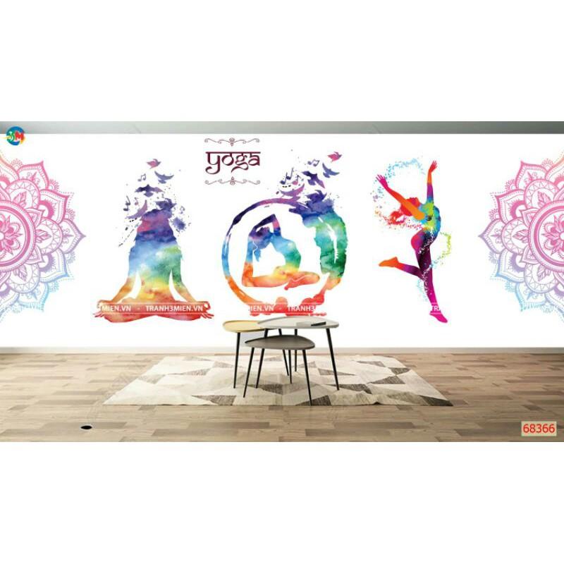 Tranh 3D trang trí phòng yoga cao 0.8m*1.25m có keo sẵn