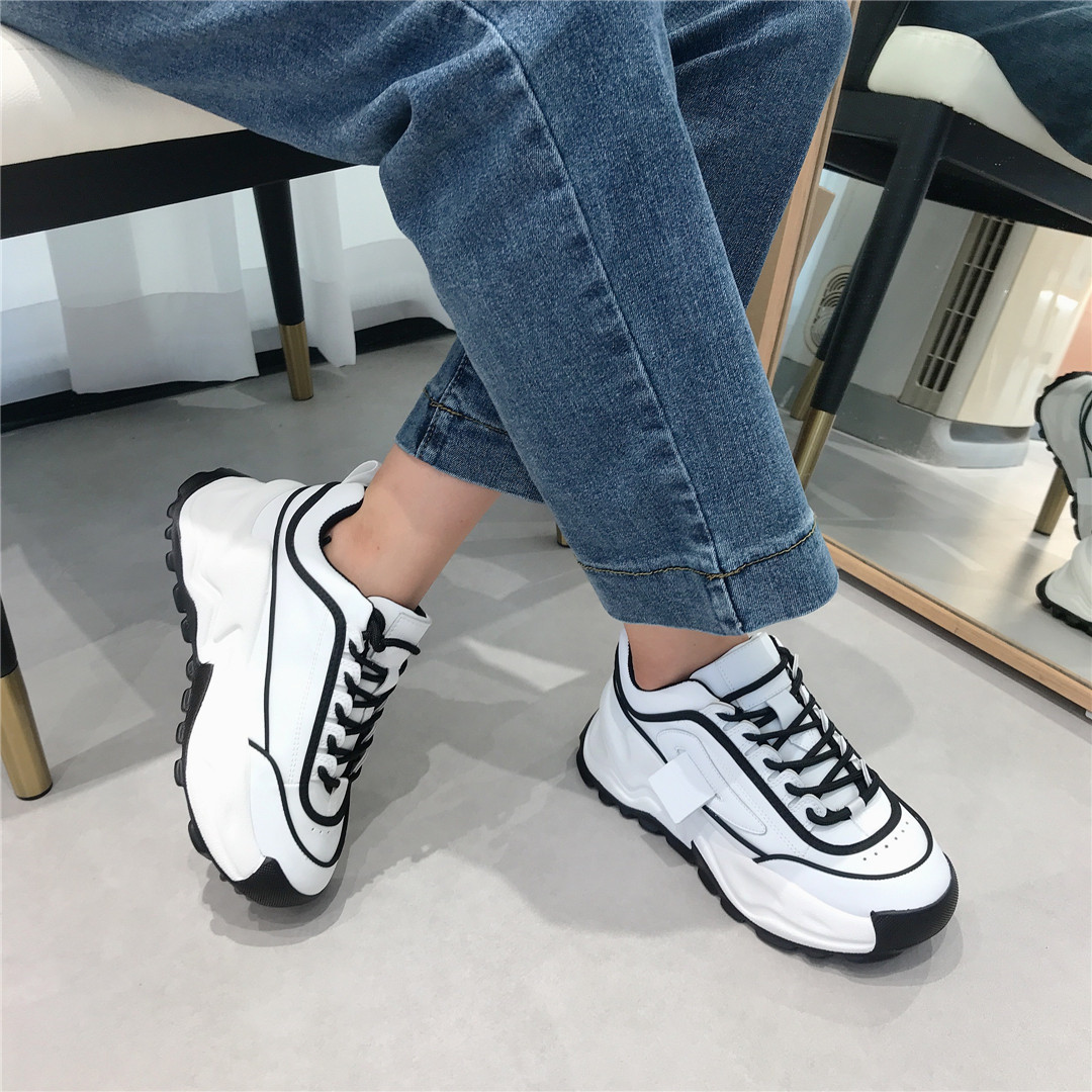 Giày thể thao nữ GEMI - giày ullzzang màu Trắng- Đen, Kiểu dáng Hàn phối đồ cực đẹp- M7236