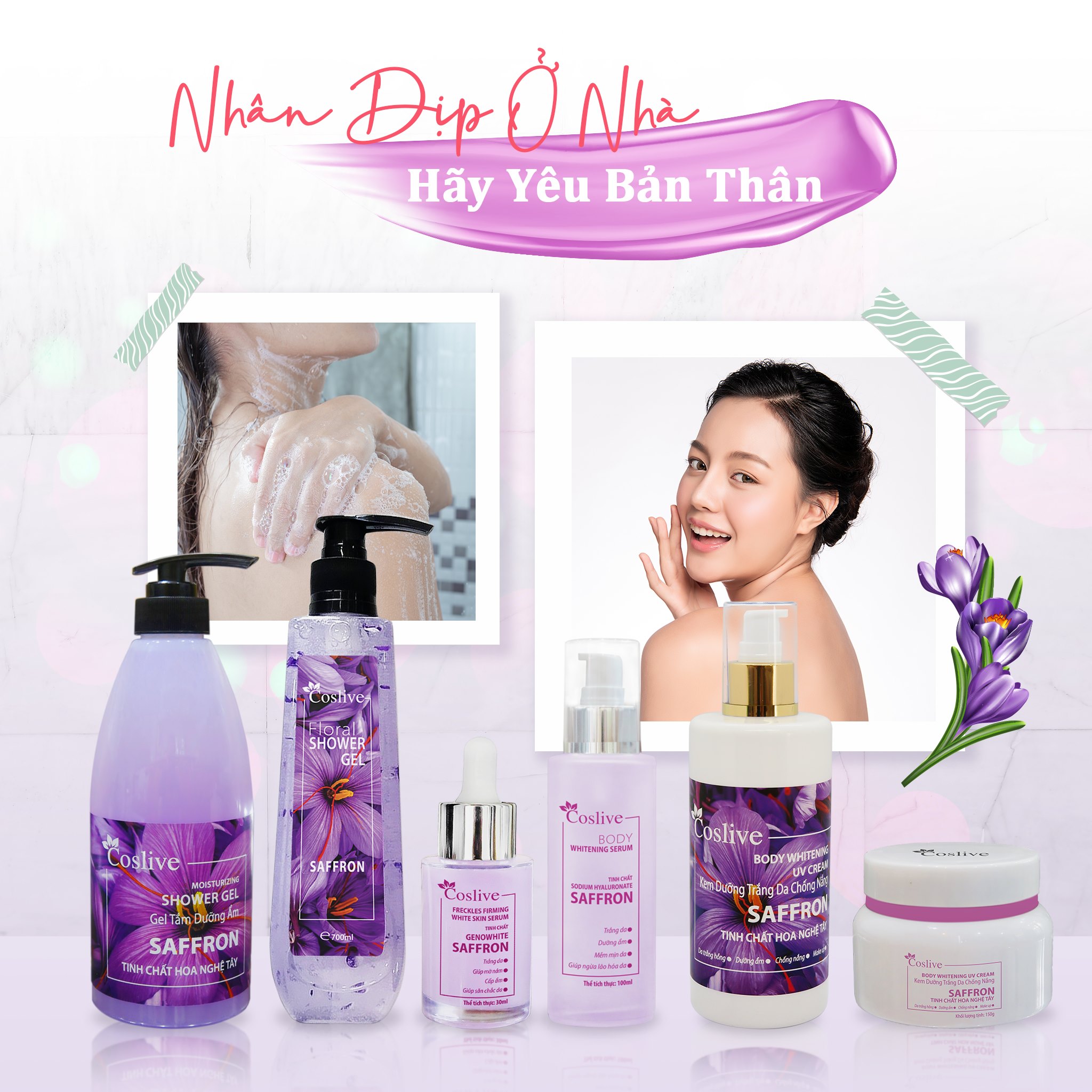 GEL TẮM CÁNH HOA TINH CHẤT HOA NGHỆ TÂY COSLIVE 700ML