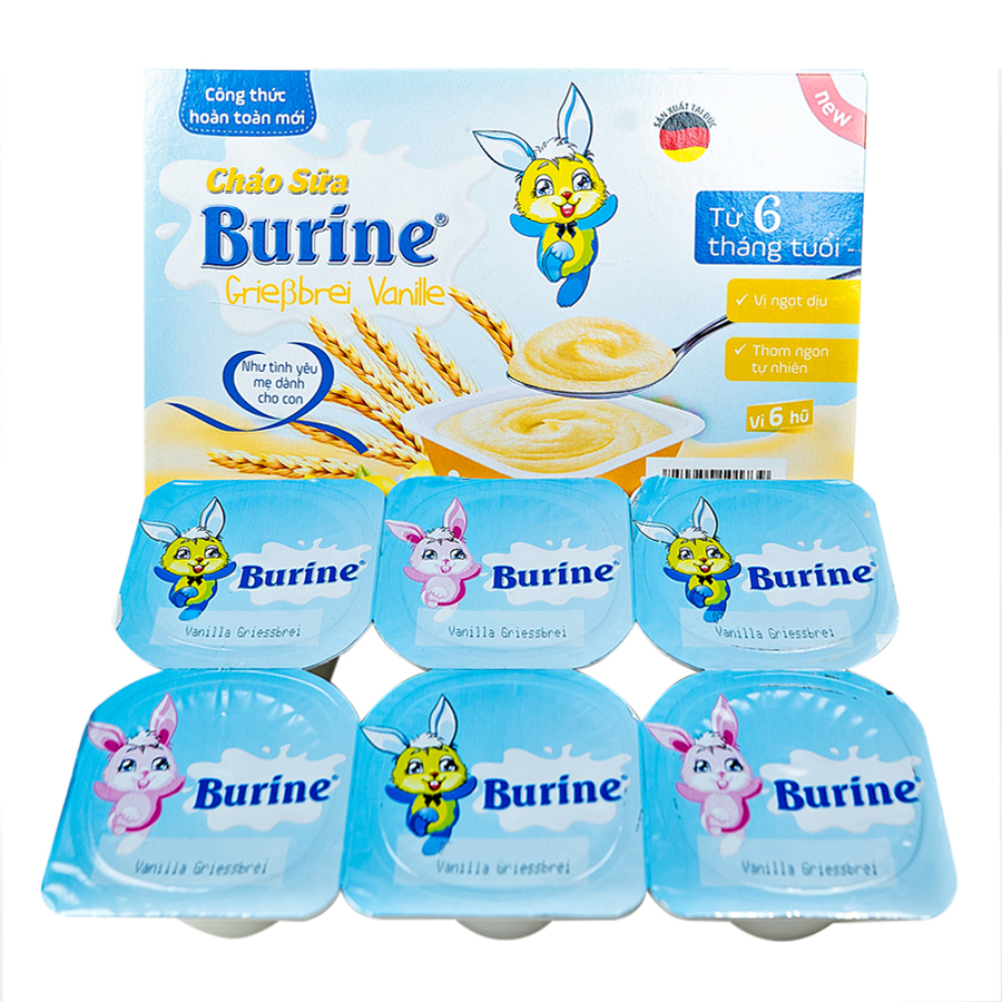 Cháo Sữa Burine Vị Vani (Vỉ 6 x 50g)