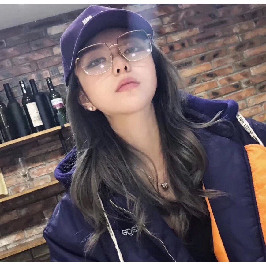 Gọng Kính Cận, Kính Giả Cận Nữ Mắt Vuông Oversize Kim Loại - Hàng Cao Cấp