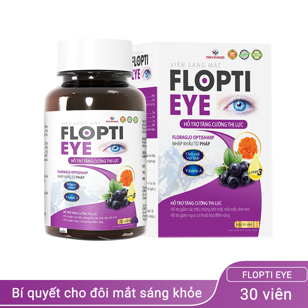 Viên Uống Sáng Mắt Flopti Eye Giảm Khô Mắt, Mờ Mắt, Mỏi Mắt Hộp 30 viên