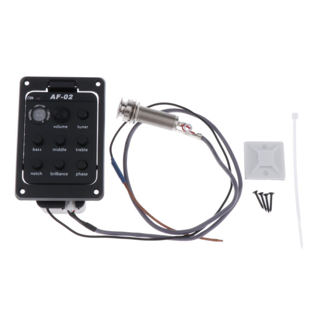 4 Band EQ Equalizer Acoustic Guitar Preamp Piezo Pickup Tuner Black