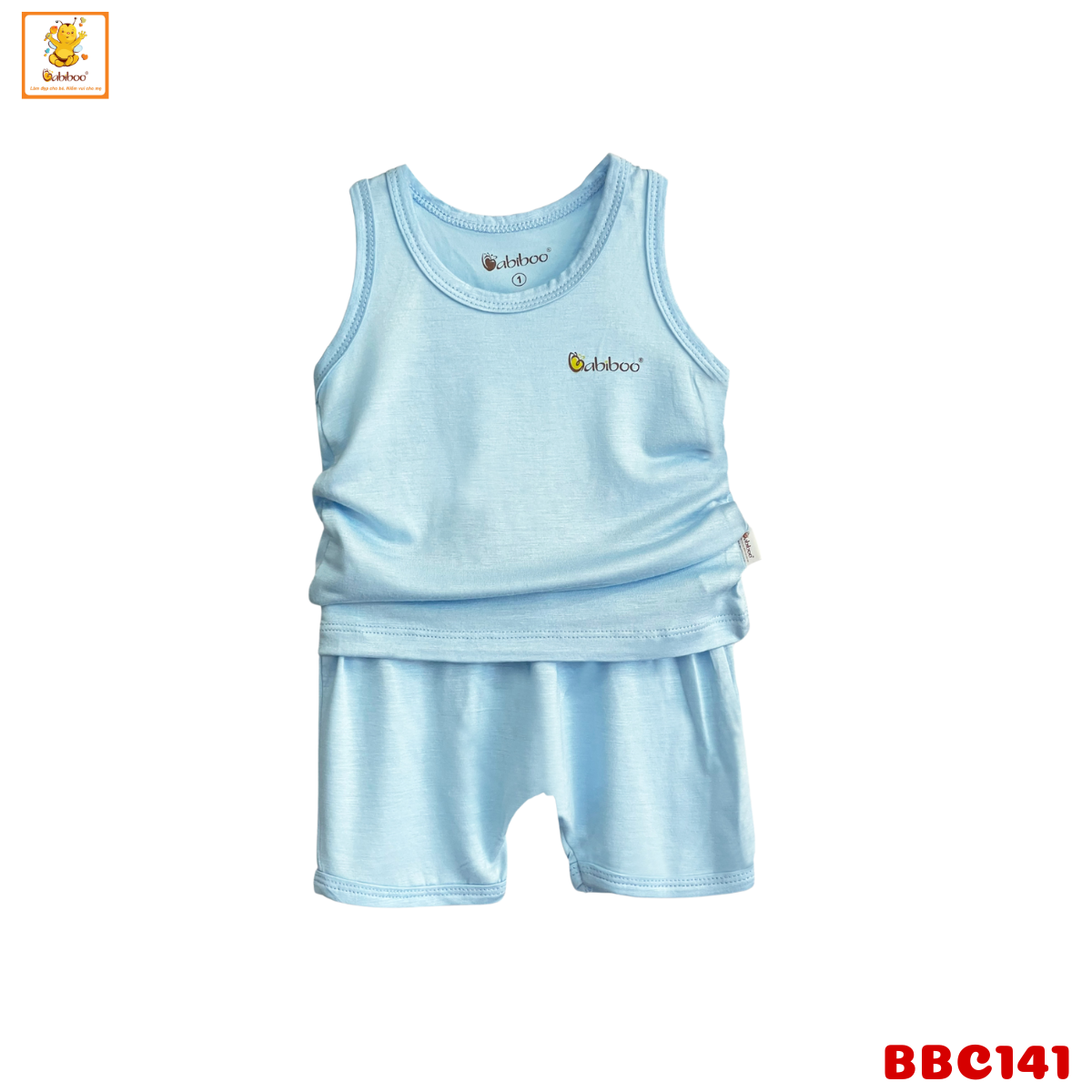 Đồ bộ cho bé trai Babiboo bộ ba lỗ cho bé vải viscose sợi gỗ mềm mại, thấm hút (3-12kg) BBC141