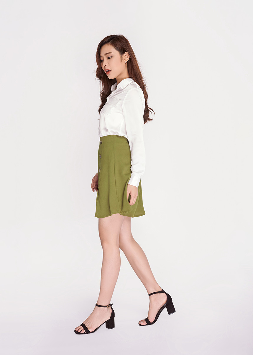 Chân váy lụa chéo MAYBI - Skater A Skirt