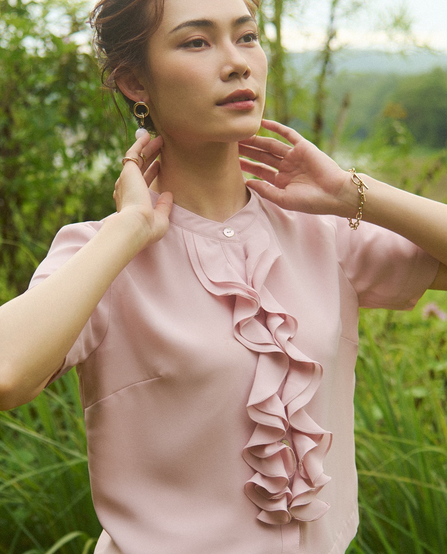 Áo Cổ Trụ Bèo Nhún Phấn Top211 thời trang thiết kế Hity