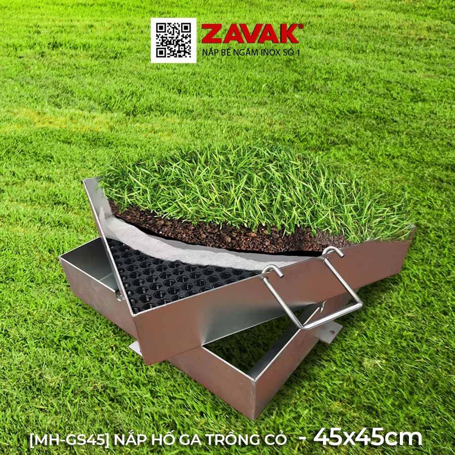 Nắp hố ga trồng cỏ inox 45x45cm