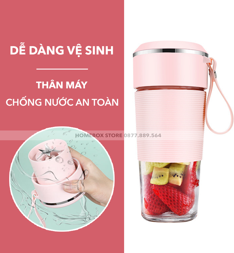 Máy Xay Sinh Tố Cầm Tay Mini, Đa Năng, Cốc Xay Cầm Tay JYooHome - Cảm ứng ngắt tự động, Cốc xay thủy tinh an toàn tuyệt đối khi sử dụng, Pin 1500mAh - Hàng Chính Hãng