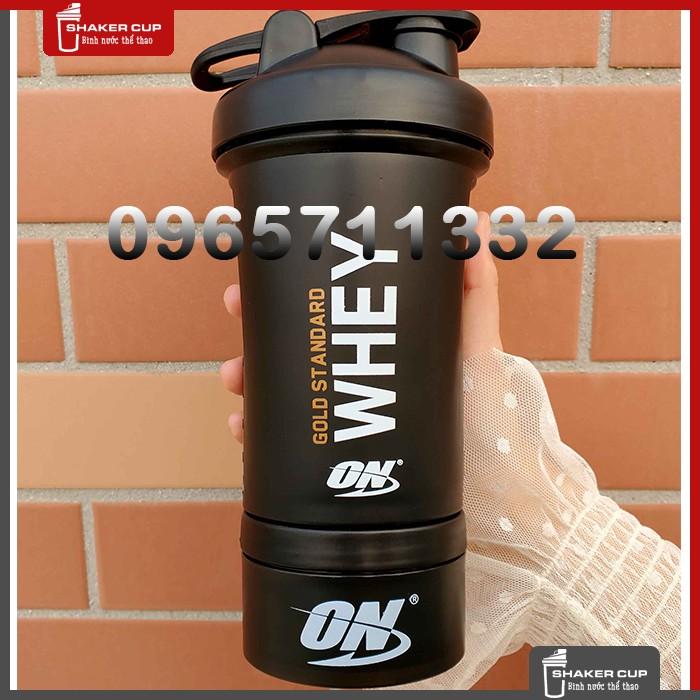 Bình lắc thể thao bình tập gym Shake bottle ON Gold Standard 2 ngăn