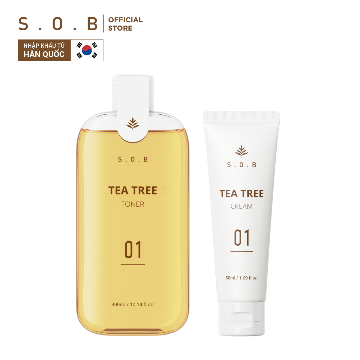 Combo dưỡng ẩm S.O.B - Toner cấp ẩm sáng da 300ml và Kem dưỡng ẩm 50ml