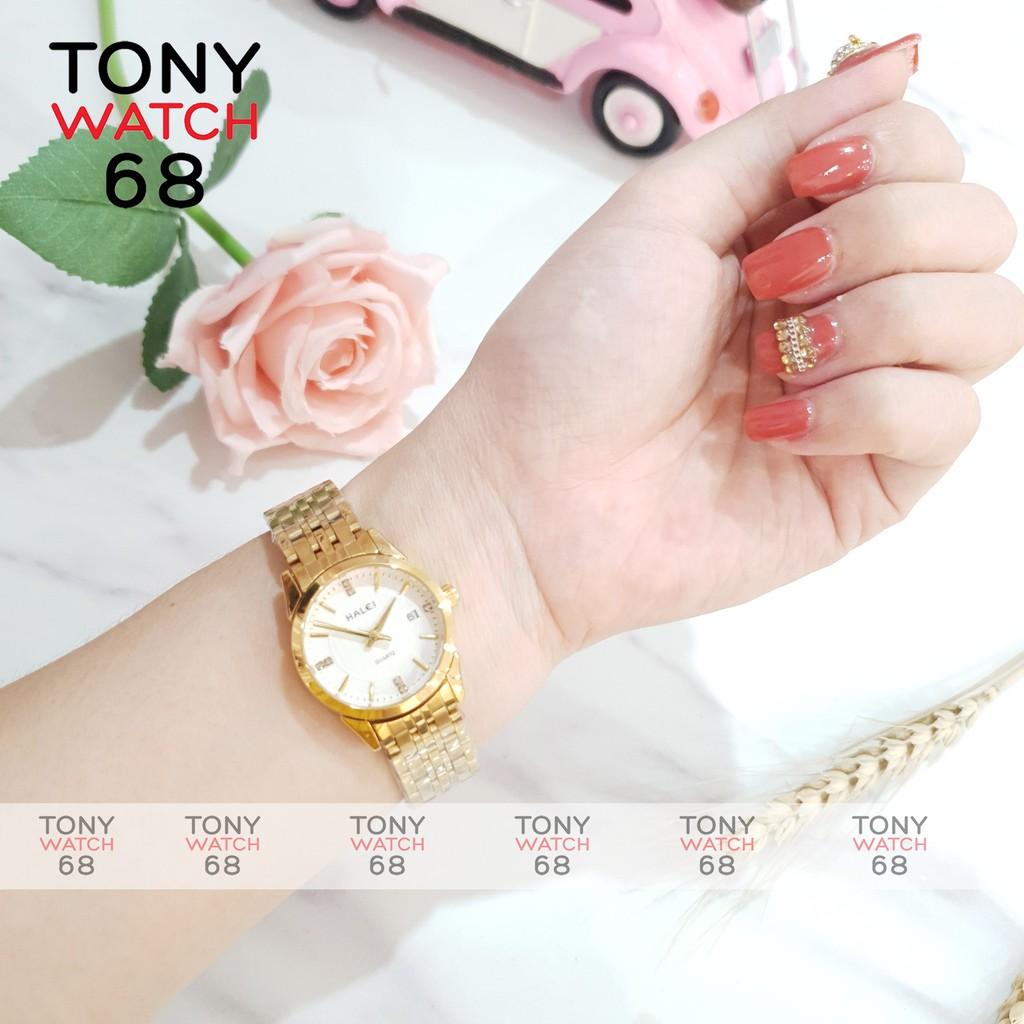 Đồng hồ đôi nam nữ Halei 564 dây thép đúc đặc 6 hàng chống nước chống xước Tony Watch 68