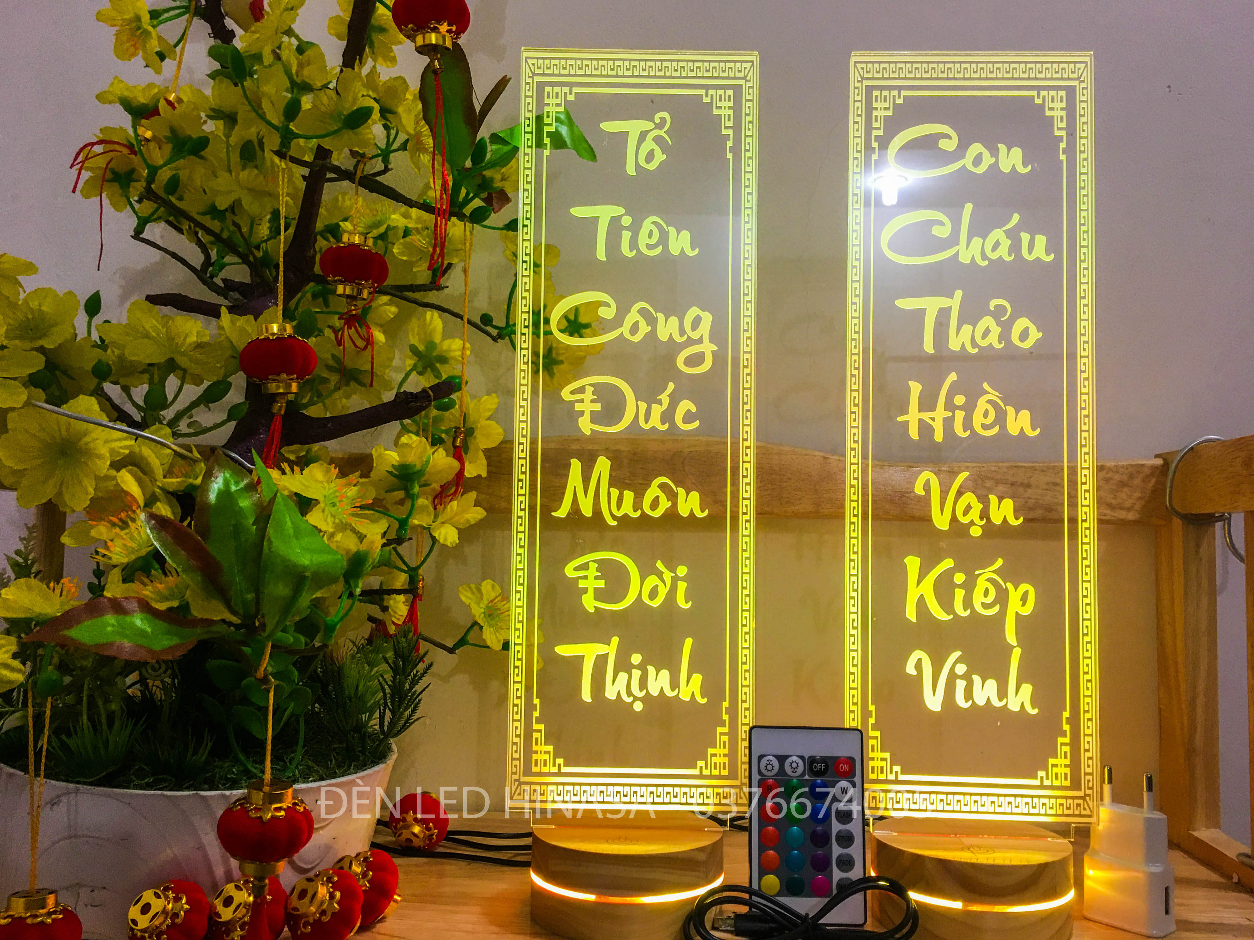 Đèn Thờ Tổ Tiên Công Đức Muôn Đời Thịnh - Con Cháu Thảo Hiền Vạn Kiếp Vinh- 16 màu 40-50-60cm