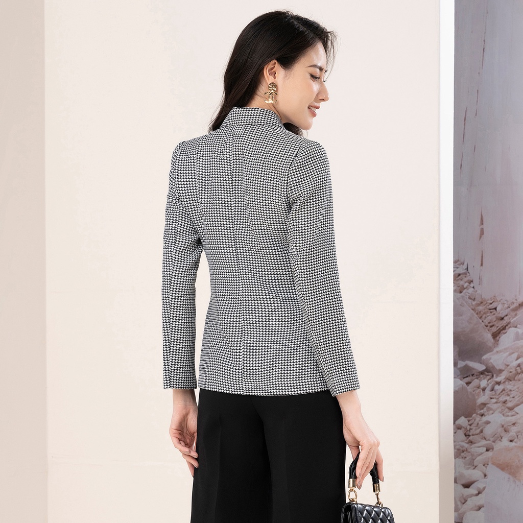 Áo Vest Nữ UK Fashion Vải Hàn Dáng Rông Dày Dặn Kẻ Có 4 Cúc Bọc Tinh Tế Túi Nắp Lịch Sự Hiện Đại UKAK2210003