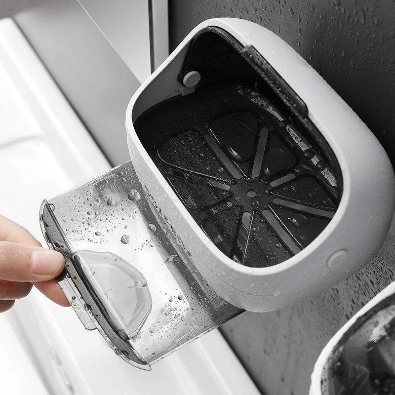 Hộp đựng xà phòng bằng nhựa trong suốt có rãnh thoát nước tiết kiệm không gian sáng tạo tiện dụng cho phòng tắm