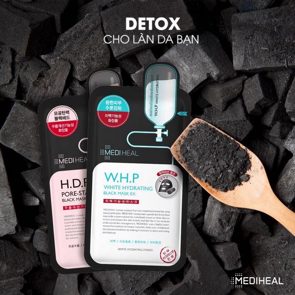 Mặt nạ Than hoạt tính Dưỡng Trắng Da Mediheal W.H.P White Hydrating Charcoal-Mineral Mask 25ml 