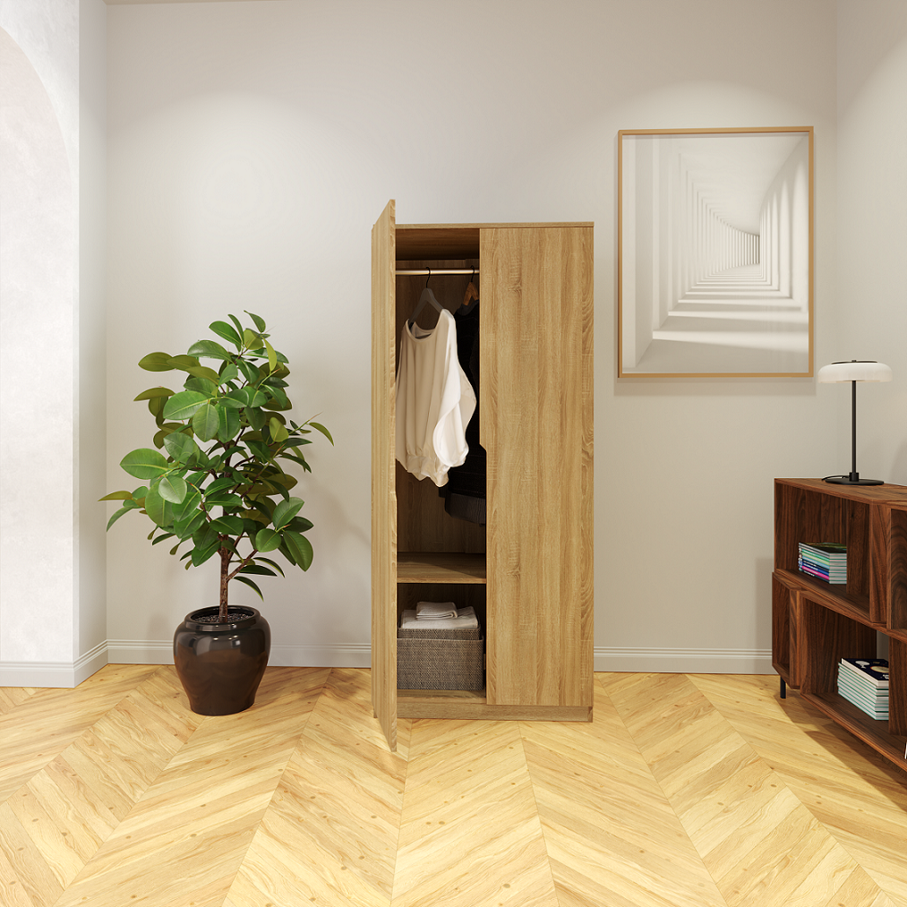 [Happy Home Furniture] DASH ,  Tủ quần áo đơn giản - 2 cửa mở ,  78cm x 53cm x 178cm ( DxRxC), TCM_006