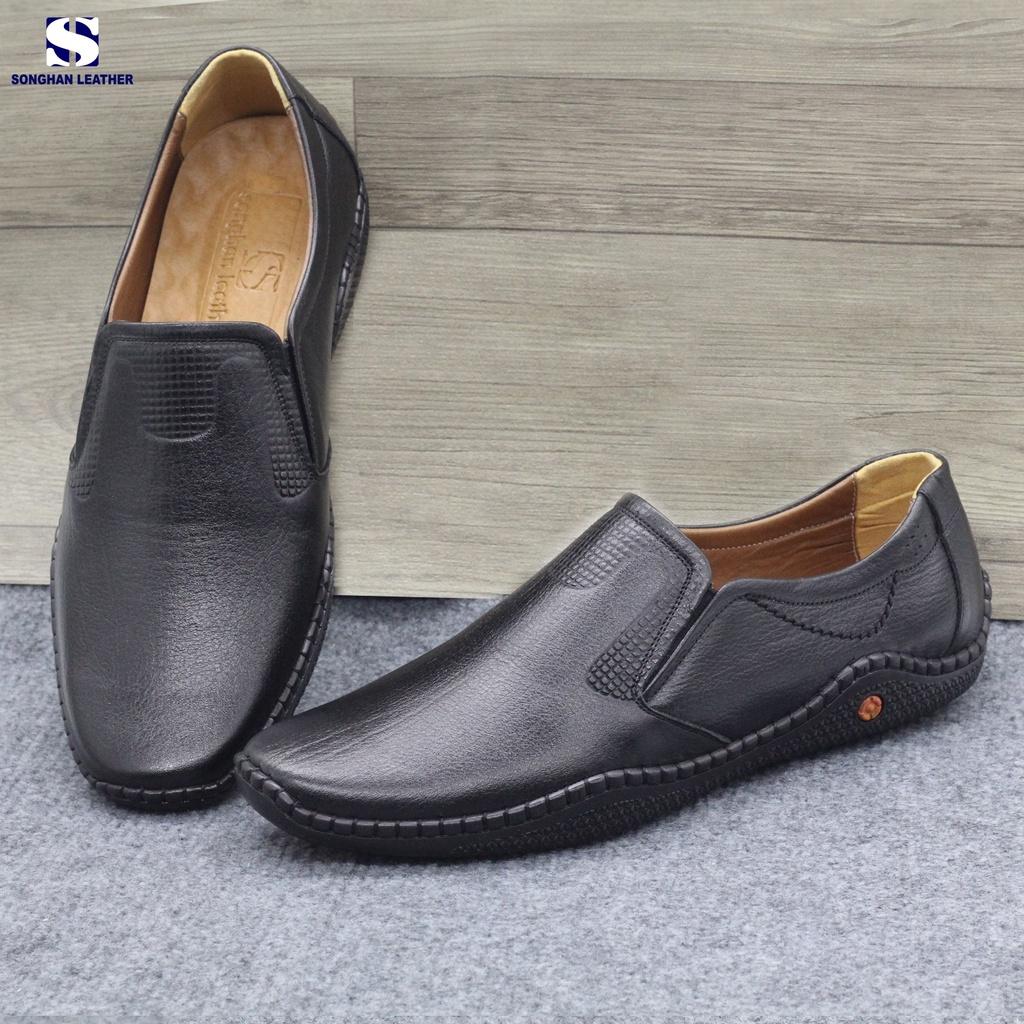 Giày Lười Bệt Nam Da Bò Vân Voi Cao Cấp Songhan Leather SM02. Giày Da Khâu Tay Thủ Công.Bảo Hành 12 Tháng