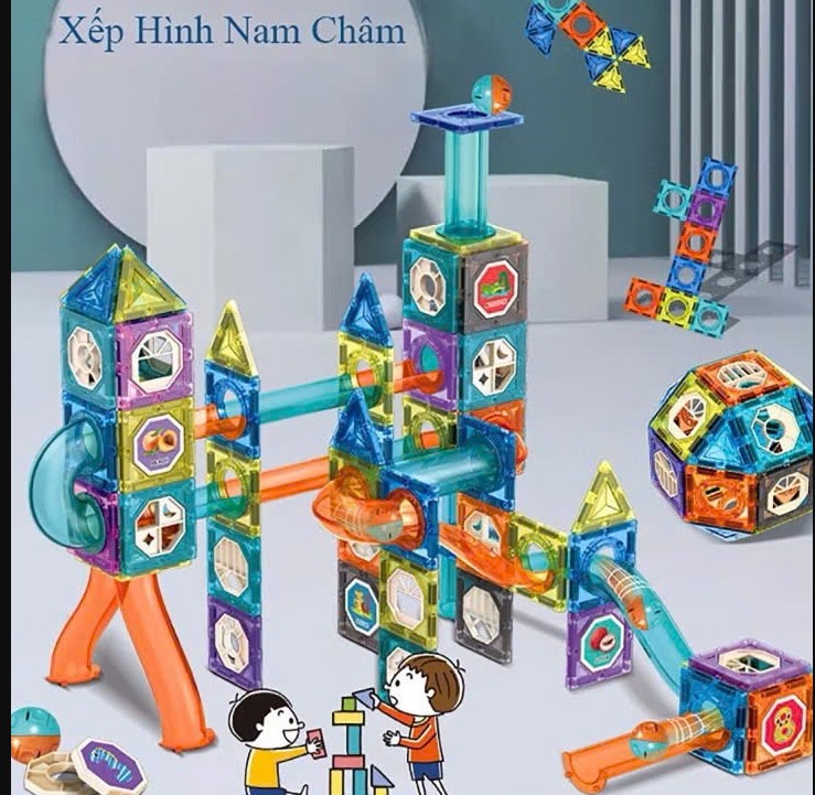 Bộ xếp hình nam châm kính MAGNETIC BLOCKS - Đồ chơi tư duy cho bé 3+