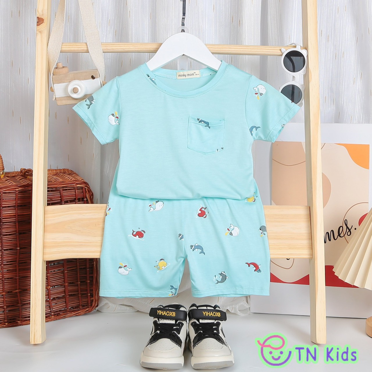 (20-28kg) Bộ Cộc Tay THUN LẠNH MINKY MOM In Hình Toàn Thân Dễ Thương {Hàng chuẩn loại 1