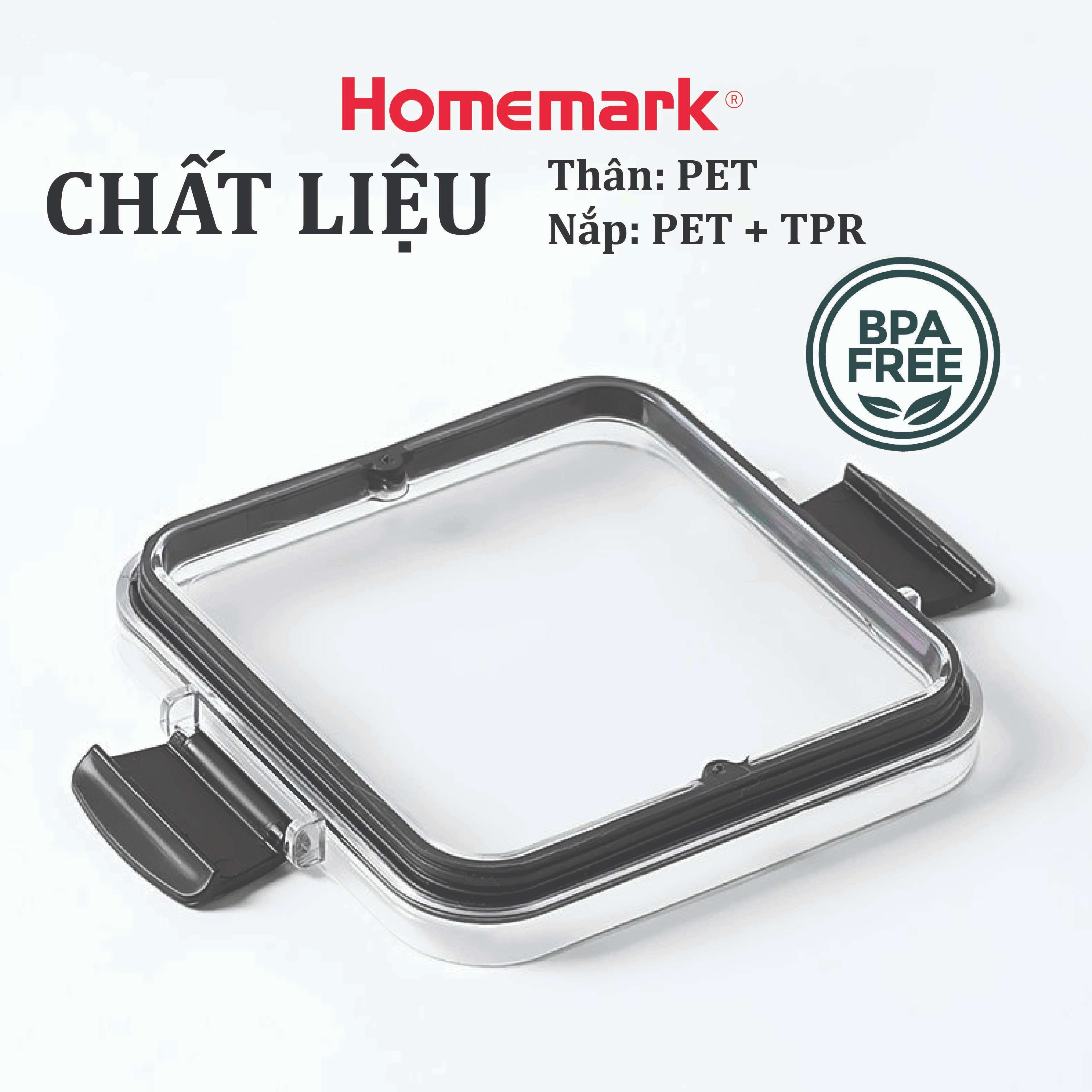 Bộ 3 hộp đựng ngũ cốc, hộp đựng đồ khô cao cấp HOMEMARK nắp kín chống ẩm, nhựa trong suốt nguyên sinh có giấy kiểm định an toàn chất lượng