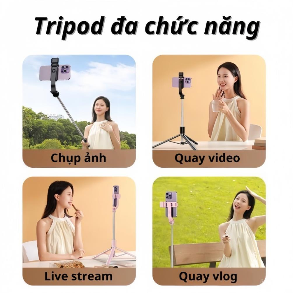 Gậy Tripod chụp ảnh tự sướng Selfie 3 chân gấp gọn 30cm, kéo dài 1M7 điều khiển từ xa có đèn Tripod chụp ảnh livestream - Hàng nhập khẩu