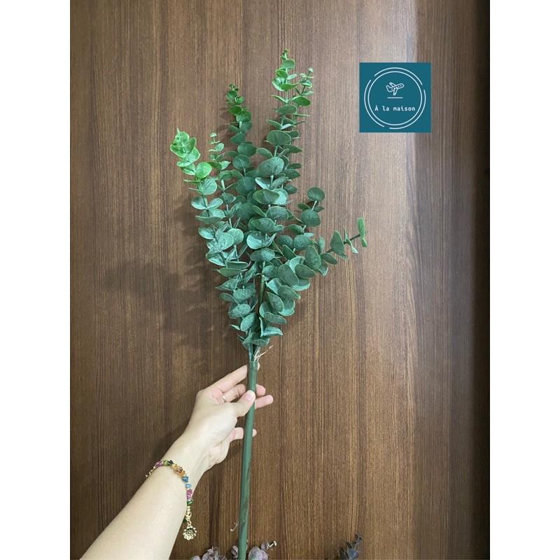 Cành lá khuynh diệp, lá dollar bạc nhân tạo làm từ chất liệu PU cao cấp trang trí nhà cửa, hoa thiết kế