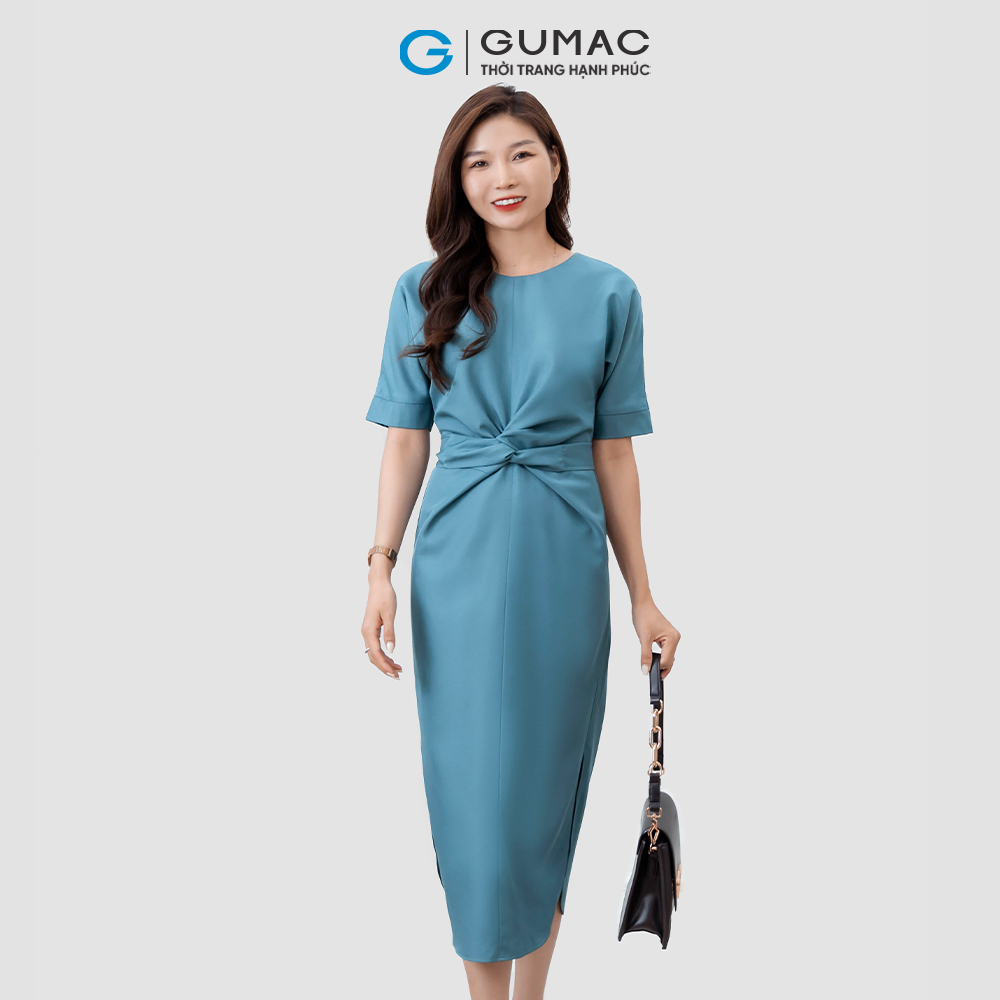 Đầm xoắn eo cột nơ thời trang GUMAC DD03031