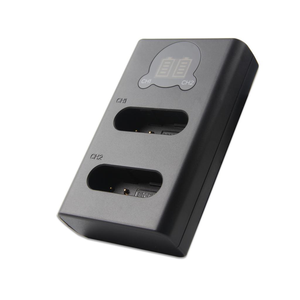 Camera Battery Charging Station 2 Slot Charger with LCD Display for ENEL23