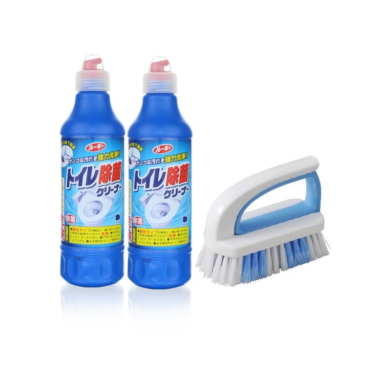 Combo 02 Chai Tẩy Toilet Diệt Khuẩn Bồn Cầu (500ml) + Bàn chải chà góc giặt đồ 2 trong 1 hàng nội địa Nhật Bản