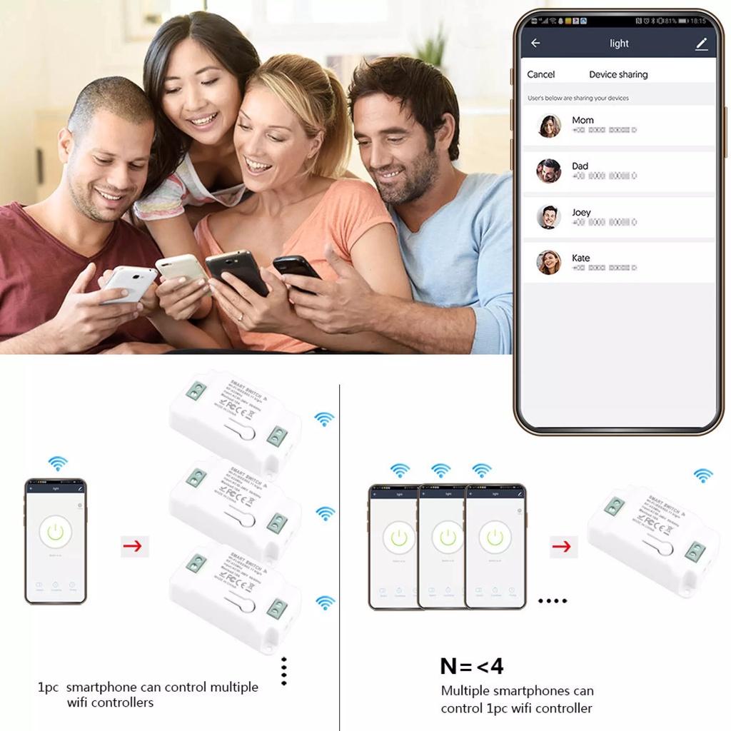 Công Tắc Điều Khiển Thiết Bị Không Dây Thông Minh 2 Trong 1: Sử Dụng App Smart Life Và Nút Nhấn Không Dây Hoặc Remote RF