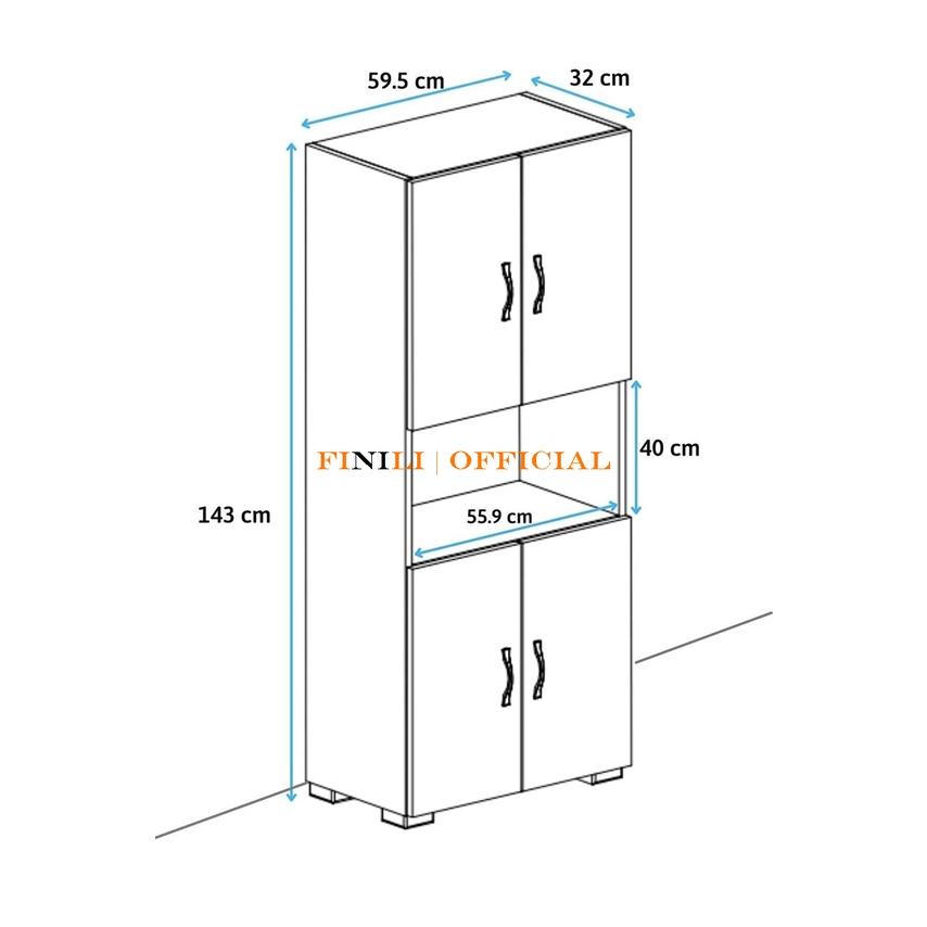 Tủ nhà bếp đựng đồ đa năng lò vi sóng và gia vị FINILI kết hợp trang trí phòng khách FNLO206